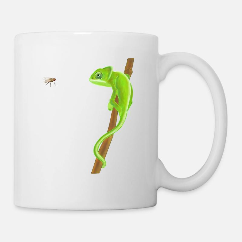 Chameleon and fly - Mug - white