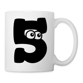 Lustige Nummer 5 mit Augen 5. Geburtstag Motiv - Tasse - Weiß - Rechts