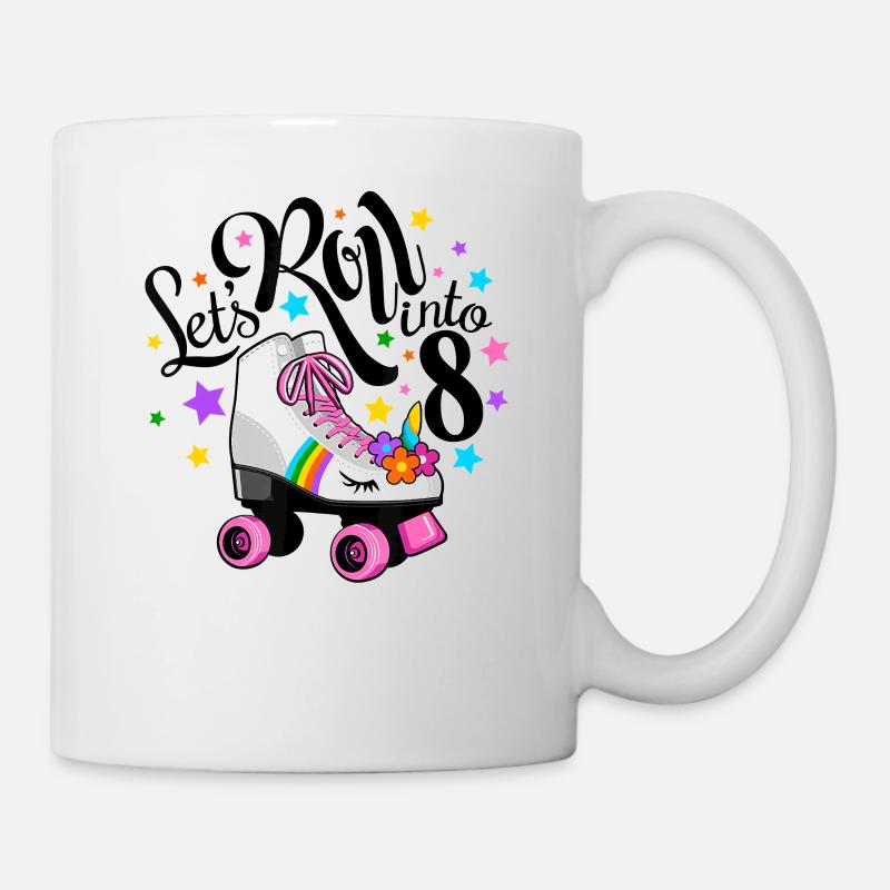 Lets roll into 8 Birthday Unicorn Roller skate - Mug blanc - blanc