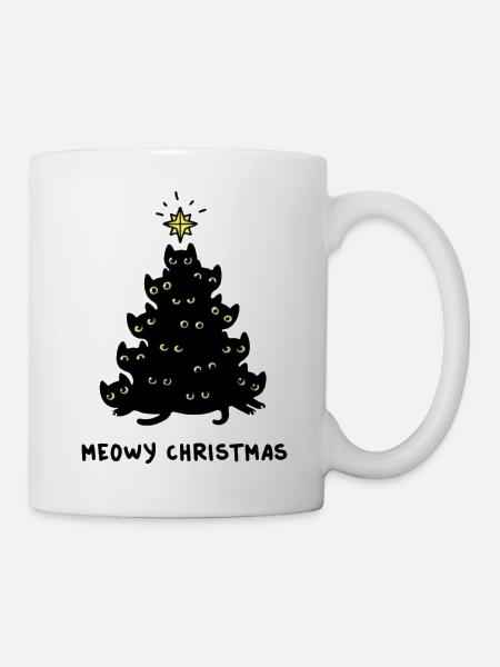 T-shirt noel sapin chat cadeau fête de noel - Mug blanc - blanc