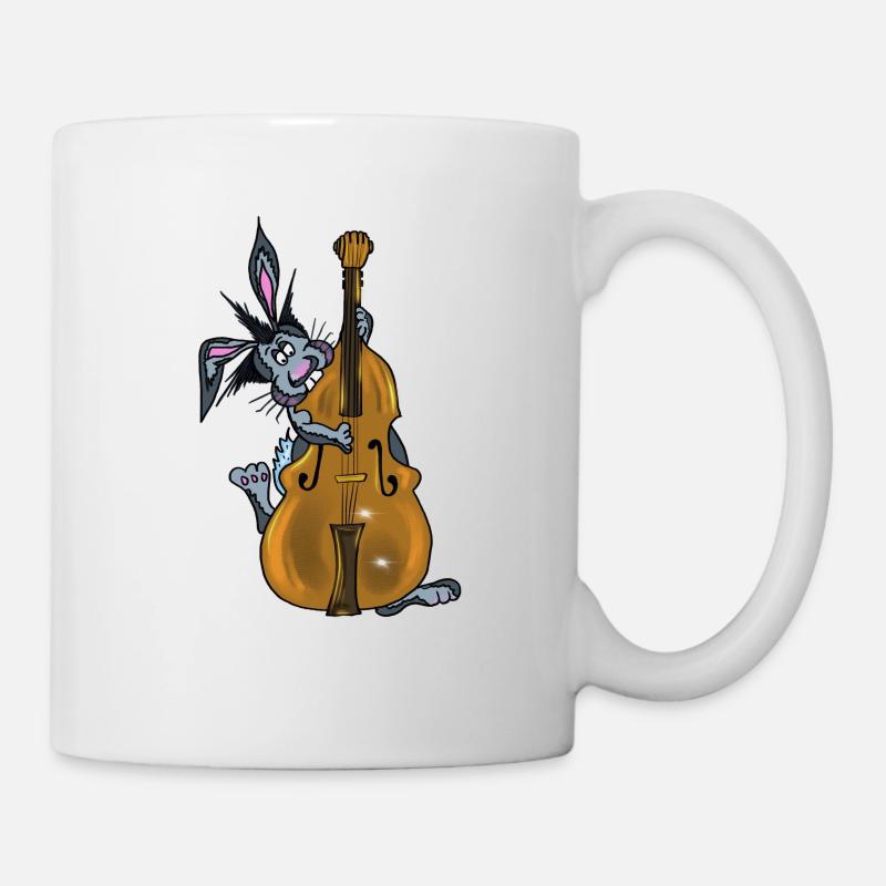 Hase Kontrabass - Tasse - Weiß
