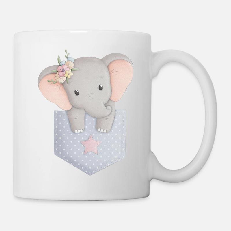 Éléphant en sac avec fleur - Mug blanc - blanc