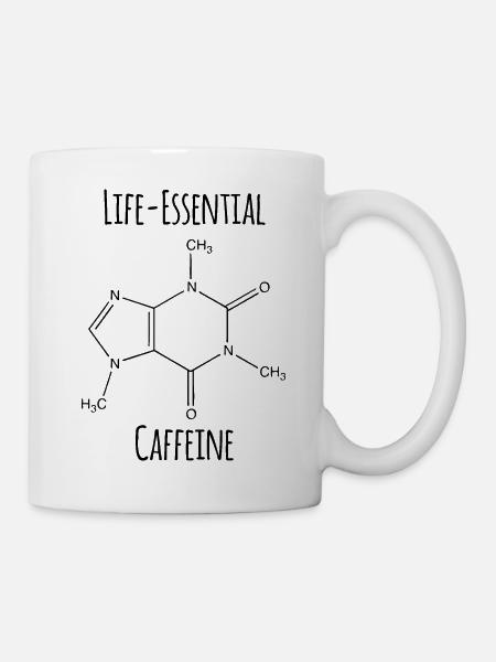 Koffein ist Lebenswichtig mit Chemie Formel - Tasse - Weiß