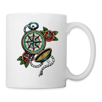 Kompass der alten Schule - Tasse - Weiß - Rechts