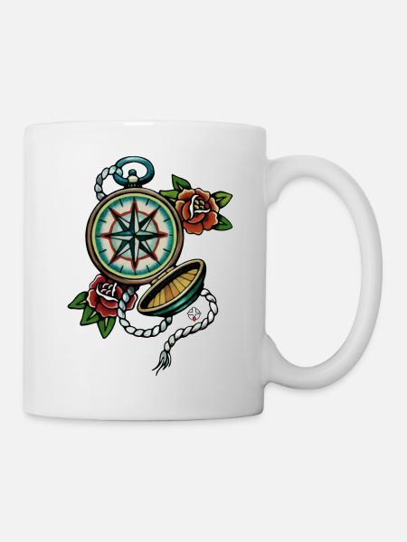 boussole old school - Mug blanc - blanc