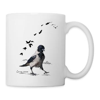 Corbeau à capuchon - Mug blanc - blanc - Droite