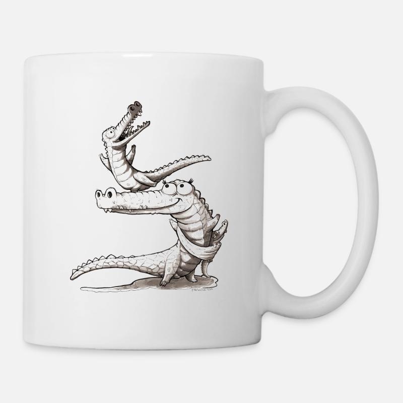 Illustration de la famille des crocodiles - Mug blanc - blanc