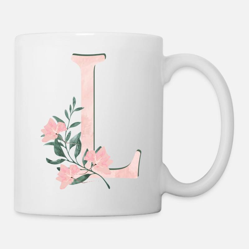 LETTRES L AVEC FLEURS - Mug blanc - blanc