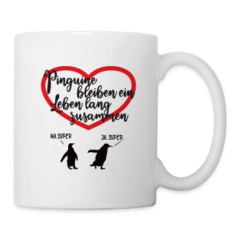 Beziehung lustig - Lustiges Pinguin Pärchen - Tasse - Weiß - Rechts