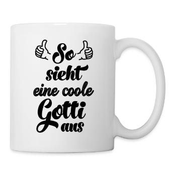 So sieht eine coole Gotti aus Patentante Schweiz - Tasse - Weiß - Rechts