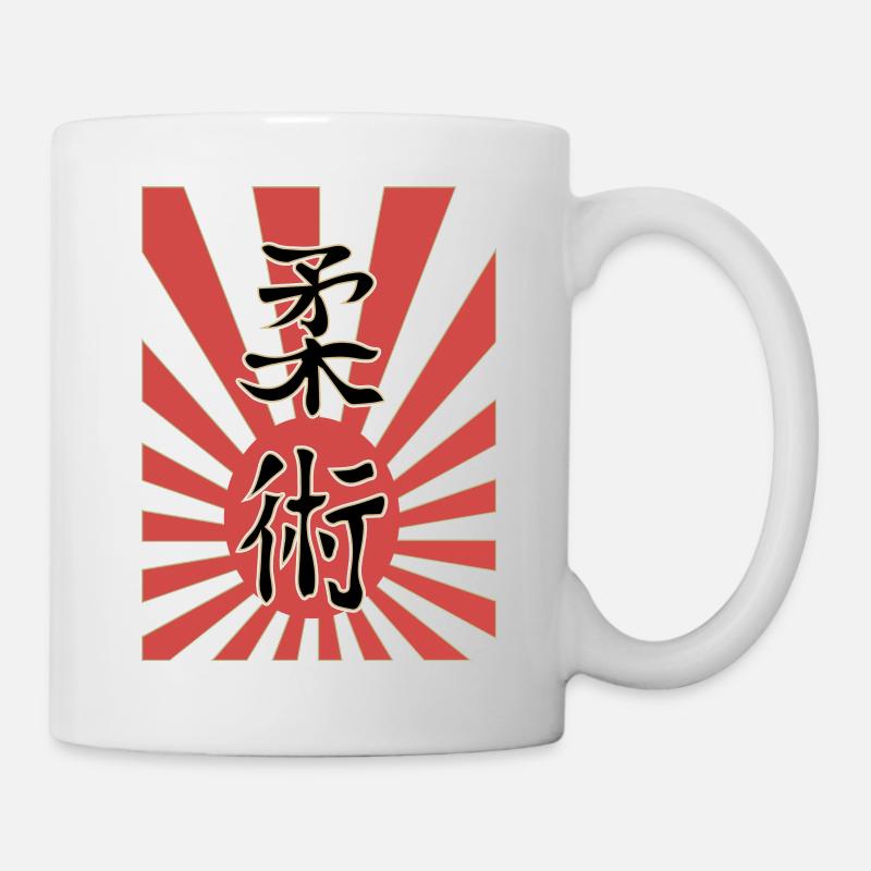Ju Jutsu Kanji + drapeau impérial japonais - Mug blanc - blanc