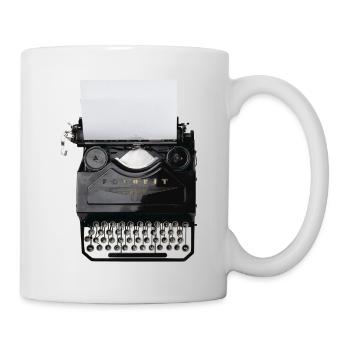Vintage Schreibmaschine - Tasse - Weiß - Rechts