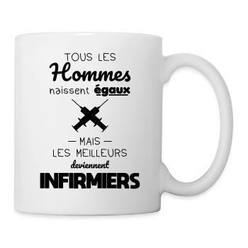 Hommes égaux meilleurs deviennent infirmiers - Mug blanc - blanc - Droite