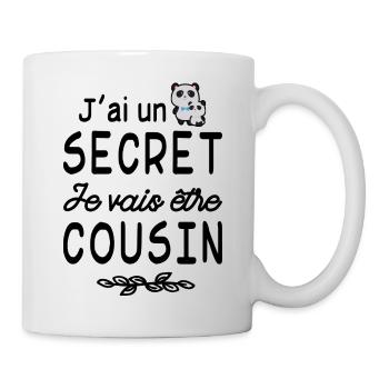 j'ai un secret je vais être cousin / futur cousin - Mug blanc - blanc - Droite