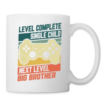 Level Complete Einzelkind Bruder Geburt Geschenk - Tasse - Weiß - Rechts