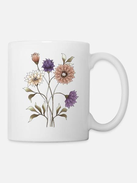 Blumen - Tasse - Weiß