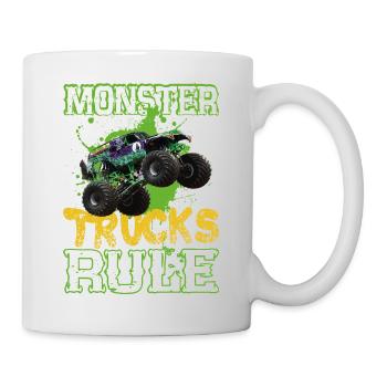 Monster Trucks regieren - Tasse - Weiß - Rechts