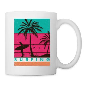 Conception de surf rétro pour les surfeurs et les surfeuses - Mug blanc - blanc - Droite