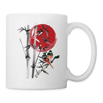 Japan Asien Bambus Sonne Kanji einfach Natur - Tasse - Weiß - Rechts
