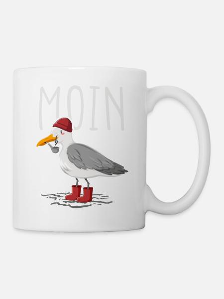 Moin Möwe Seemann - Tasse - Weiß