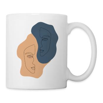 Les demi-visages minimalistes one line - Mug blanc - blanc - Droite