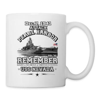 REMEMBER USS Nevada BB36 - Pearl harbor ww2 - Mug - white - Right