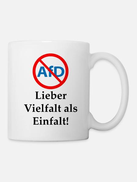 Gegen AfD! Vielfalt statt Einfalt - Tasse - Weiß