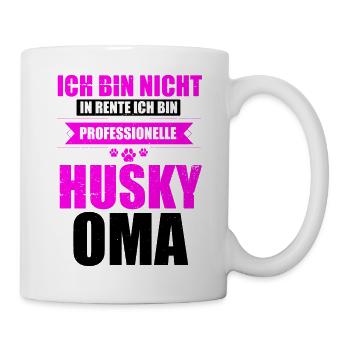 Rente Husky Oma Hund Hundeliebhaberin Omi - Tasse - Weiß - Rechts