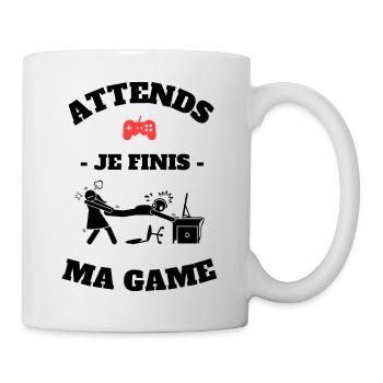 Attend je finis ma game humour geek - Mug blanc - blanc - Droite