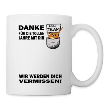 Danke Jobwechsel wir werden dich vermissen Rentner - Tasse - Weiß - Rechts
