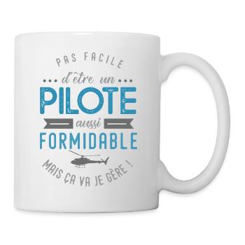 Pilote Hélicoptère formidable cadeau métier pilote - Mug blanc - blanc - Droite