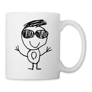 Kinderzeichnung von coolen Gast mit Sonnenbrille - Tasse - Weiß - Rechts