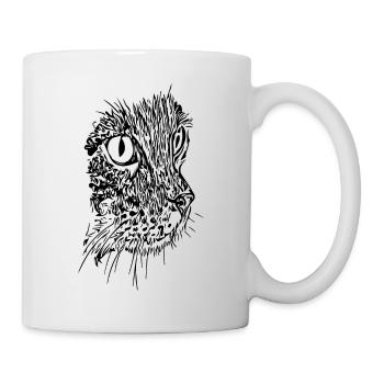Vintage Cat - Portrait Drawing - Mug - white - Right