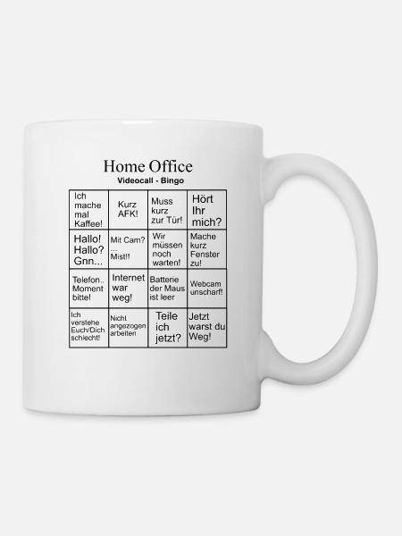 Bullshitbingo Homeoffice auf Mousepad oder T-Shirt - Tasse - Weiß