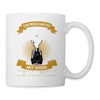 Alter Mann mit HO Modelbahn Eisenbahn Lokomotive - Tasse - Weiß - Rechts