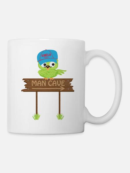 Owl MAN CAVE - Mug blanc - blanc