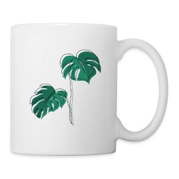 Monstera, Linéaire, plan, plante, Leaf, Minimal - Mug blanc - blanc - Droite
