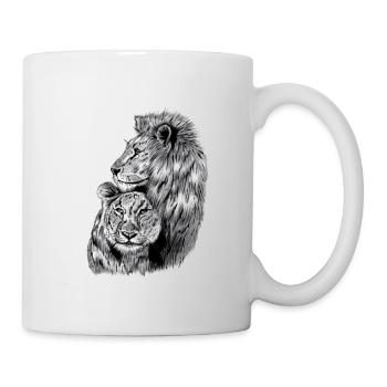 lion et lionne - Mug blanc - blanc - Droite