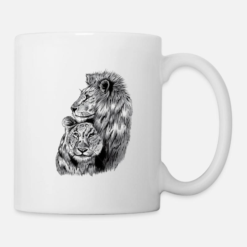 lion et lionne - Mug blanc - blanc