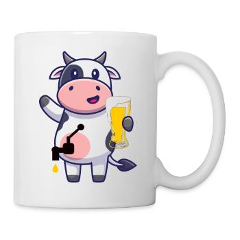 Kuh gibt Bier - Tasse - Weiß - Rechts