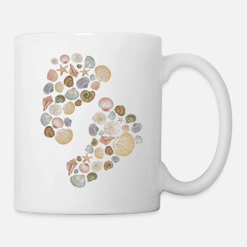 Empreintes de moules - aquarelle - Mug blanc - blanc