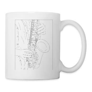 T-Shirt Saxo dessin noir - Mug blanc - blanc - Droite