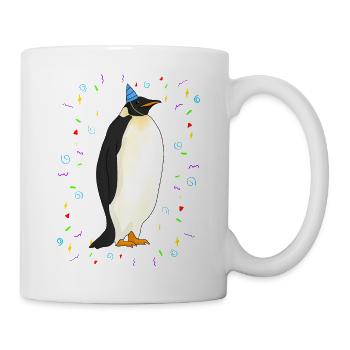 Pingouin d’anniversaire - Mug blanc - blanc - Droite