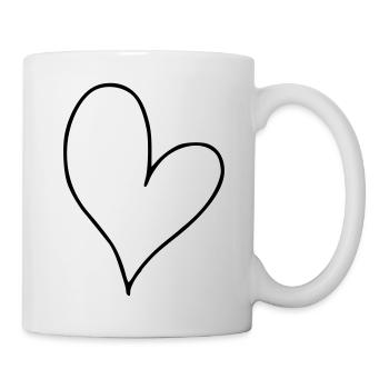 Émoji de coeur esquisse - Mug blanc - blanc - Droite