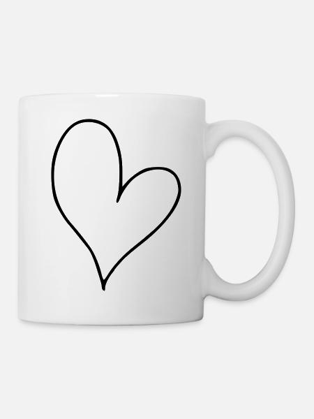 Herz Emoji Skizze - Tasse - Weiß