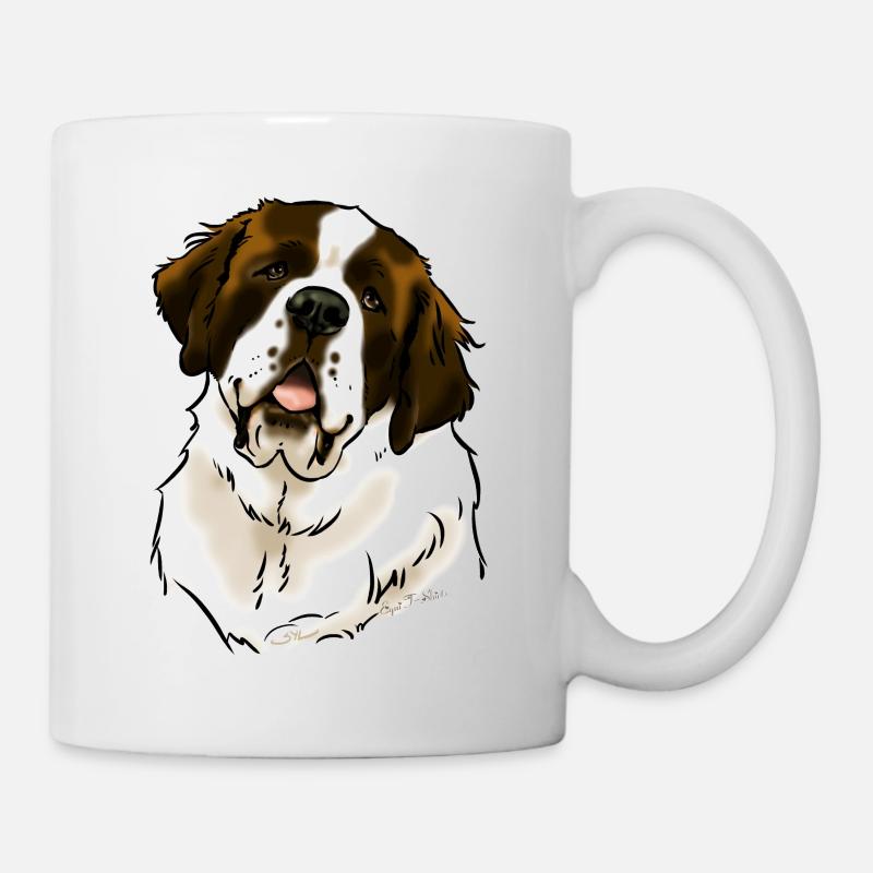 St. Bernard dog's head (clear textiles) - Mug - white