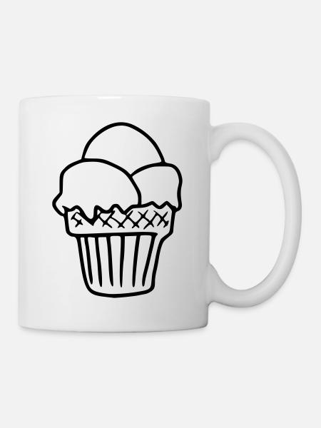 Emoji Ice Cream Sketch Stickers Crème Glacée - Mug blanc - blanc