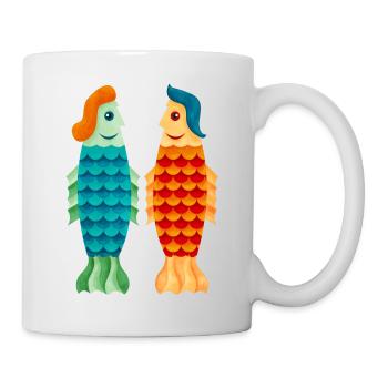 Herr und Frau Fish - Tasse - Weiß - Rechts