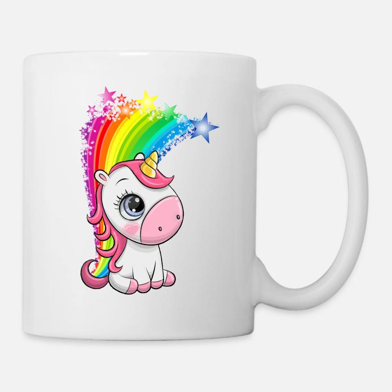 Einhorn, Regenbogen - Tasse - Weiß