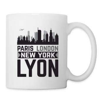 Lyon Paris London New-York - Mug blanc - blanc - Droite